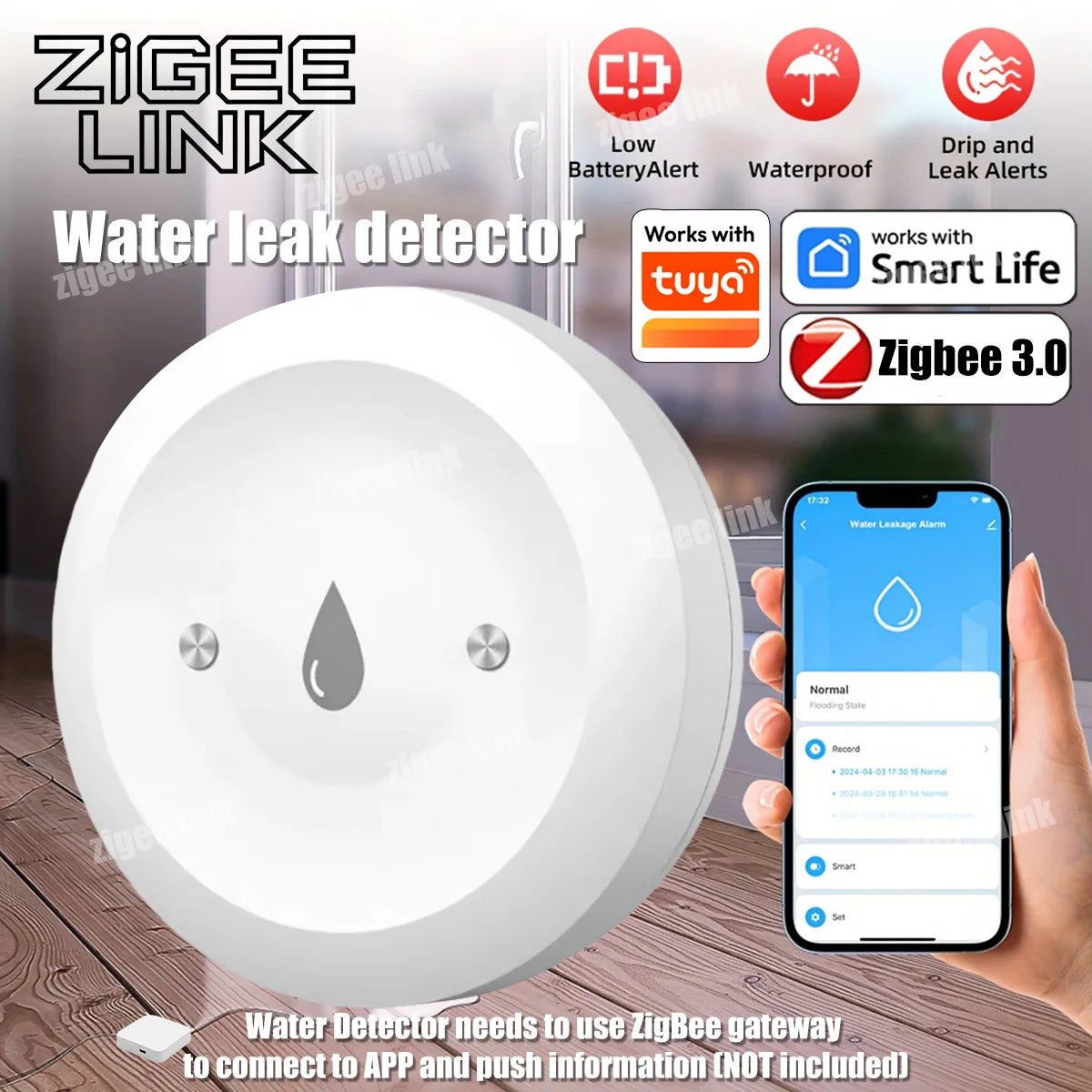 Smart Leak & Water Sensor (Home Protection)
