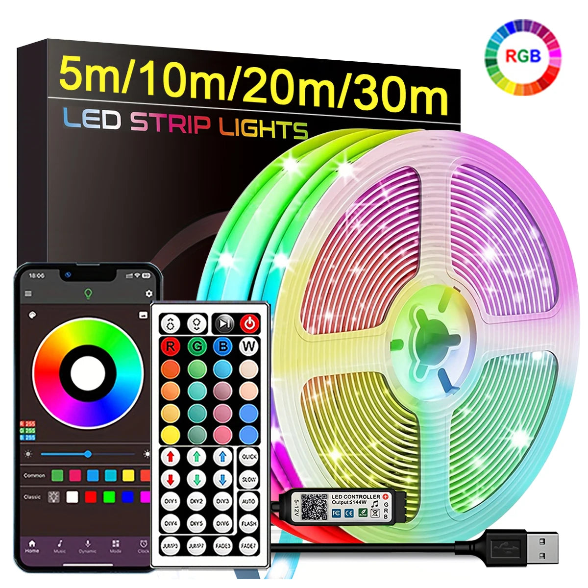 Smart WiFi RGBIC LED Strip Lights with App
