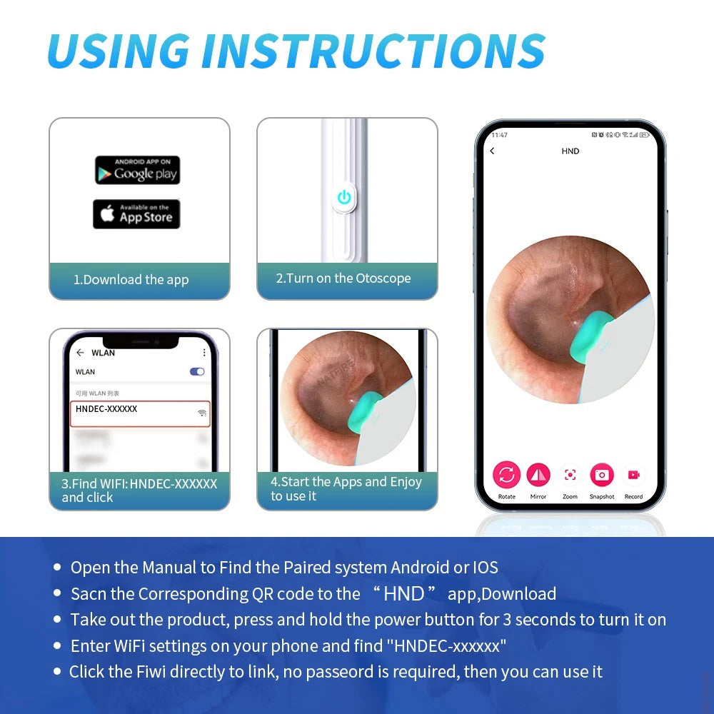 AURACLE: Smart Visual Ear Otoscope (1296P HD)